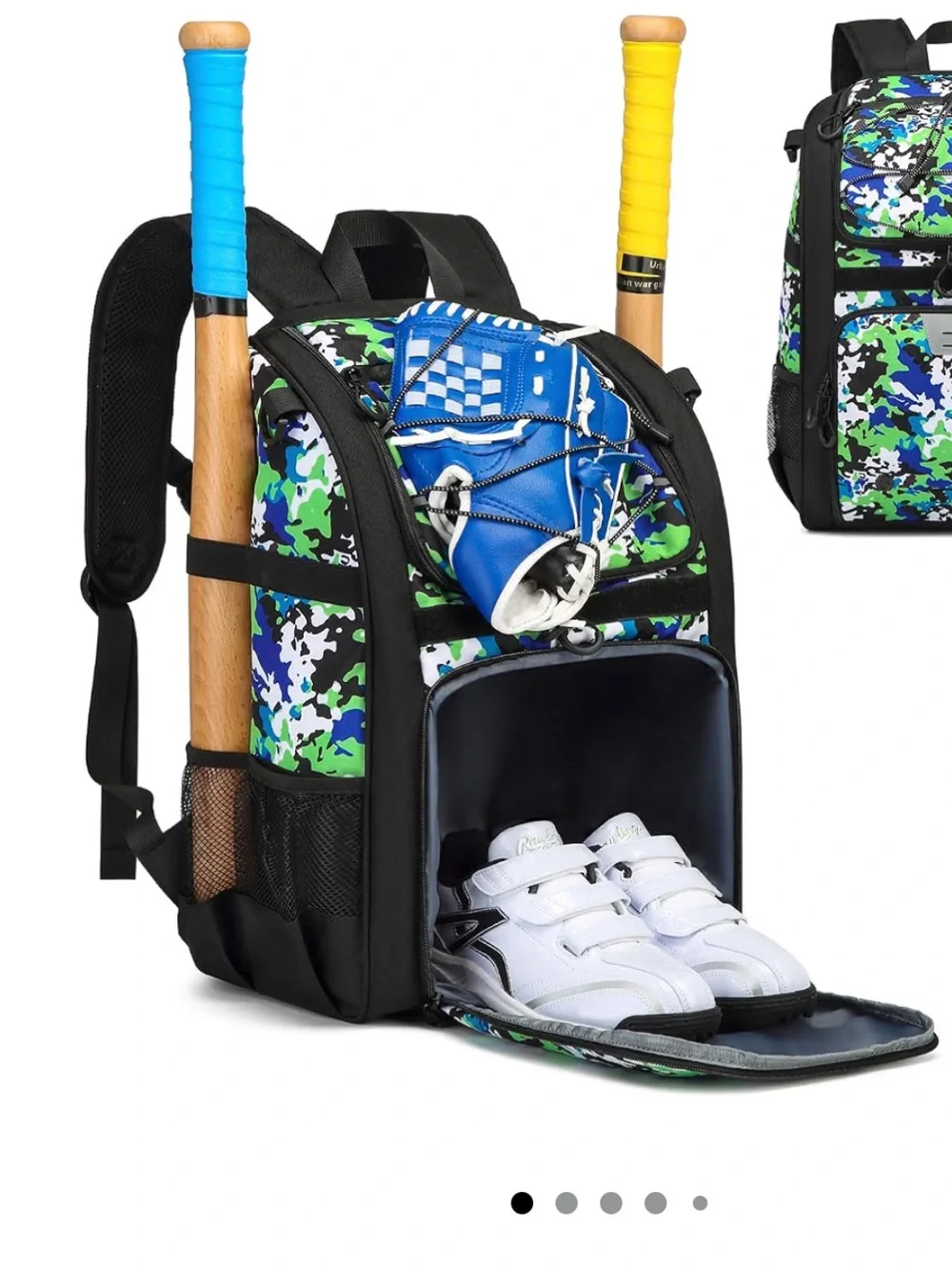 NEW IN PACKAGE Youth Camo Baseball Backpack - Blue/Green ordered two by accident
